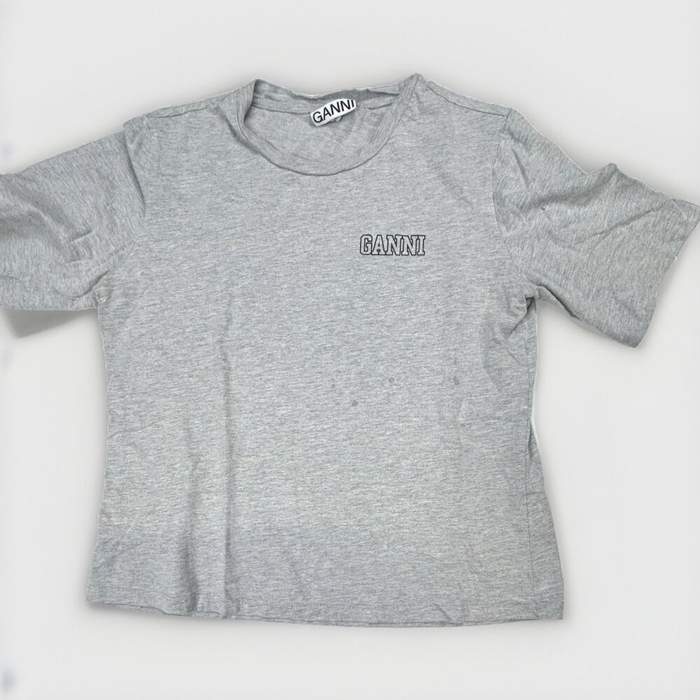 grey GANNI Thin Software Jersey T-shirt